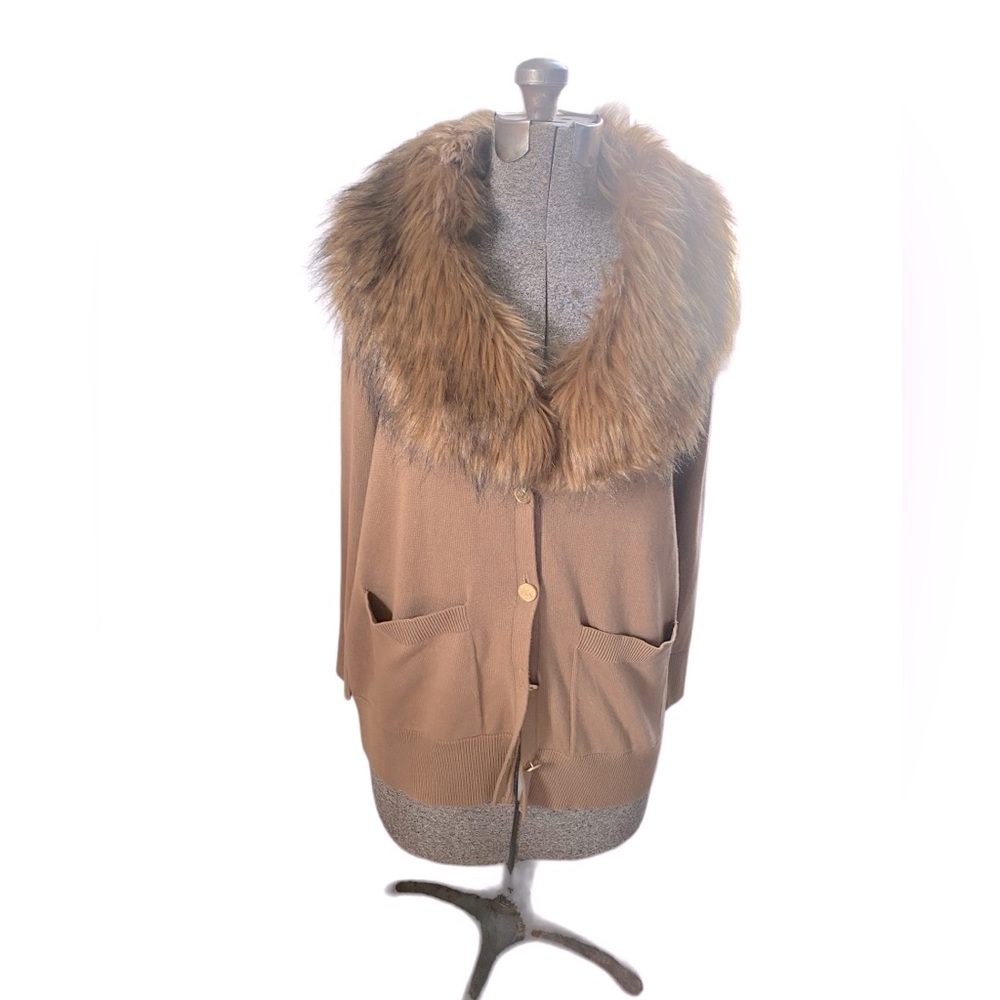 NWT Michael Kors Cardigan with Faux Fur